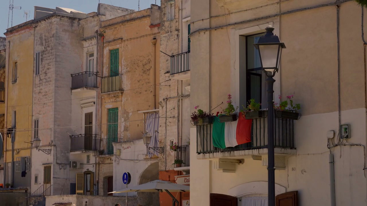 Italian Flag on Balcony in Matera City