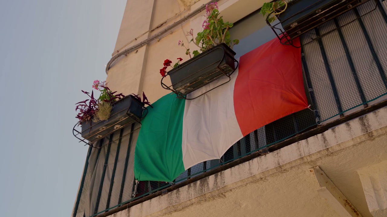 Italian Flag on Balcony in Matera