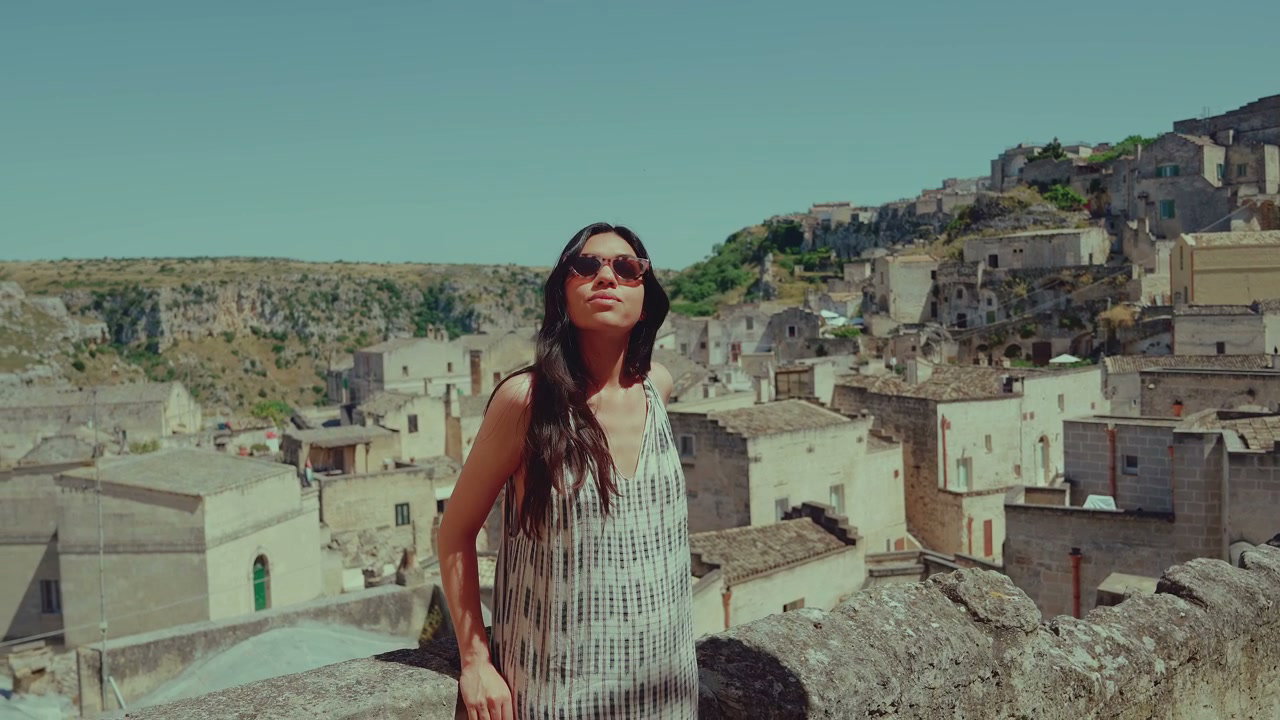 Woman Enjoying City View in Matera, Italy