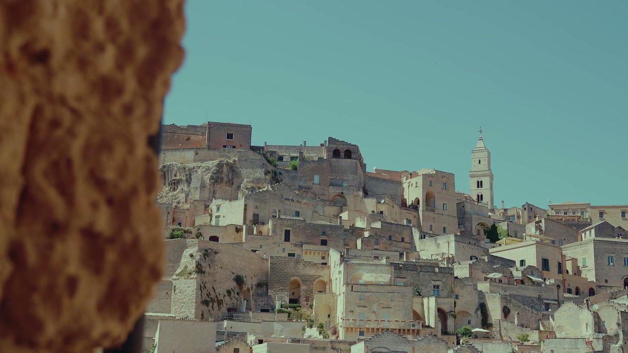 Ancient Matera Cityscape with Bell Tower