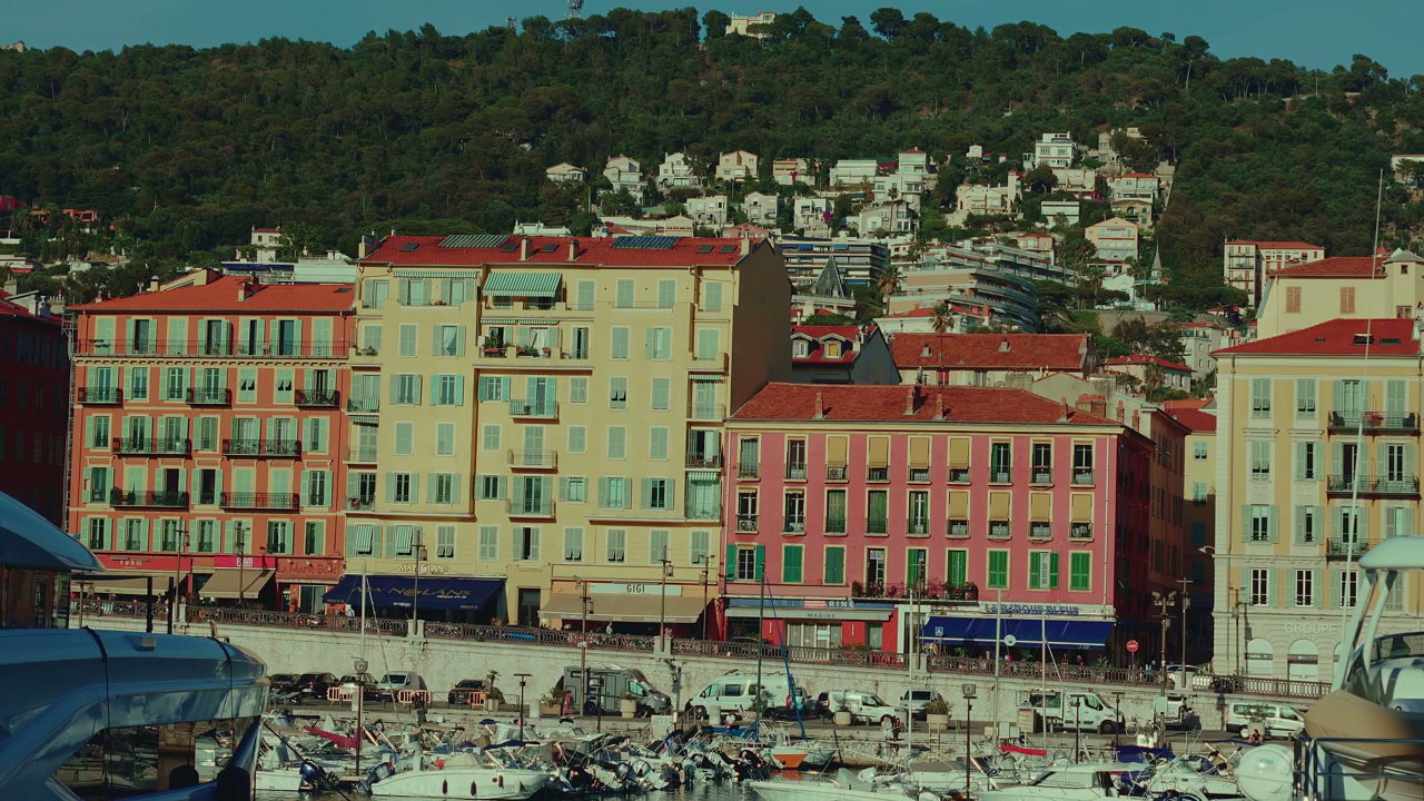 Nice City Harbor and Colorful Buildings