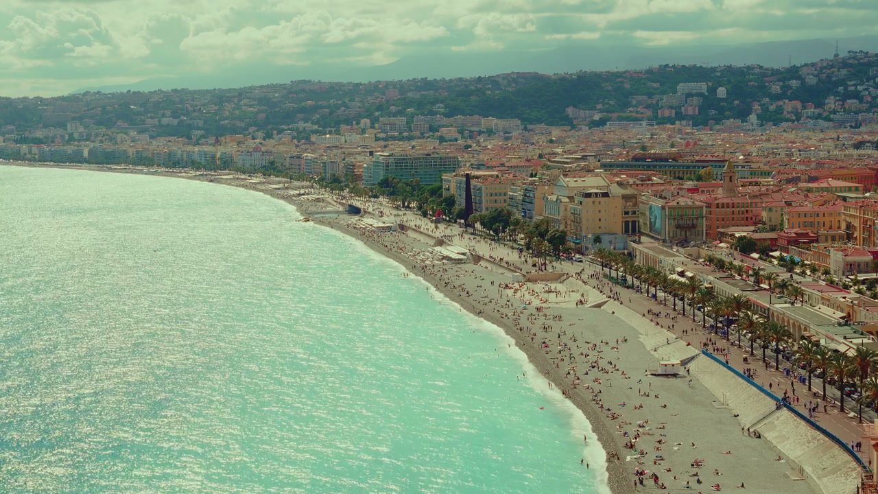 Nice City Beach and Promenade Aerial