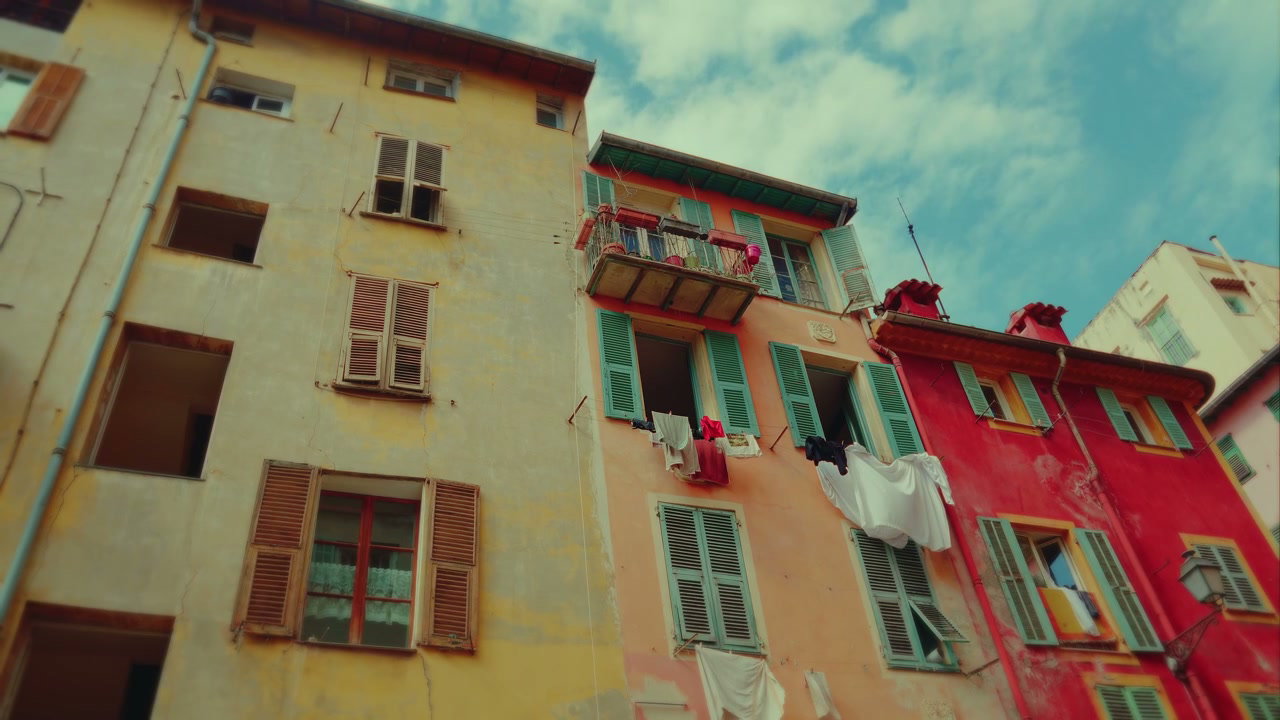 Colorful Buildings with Laundry in Nice, France