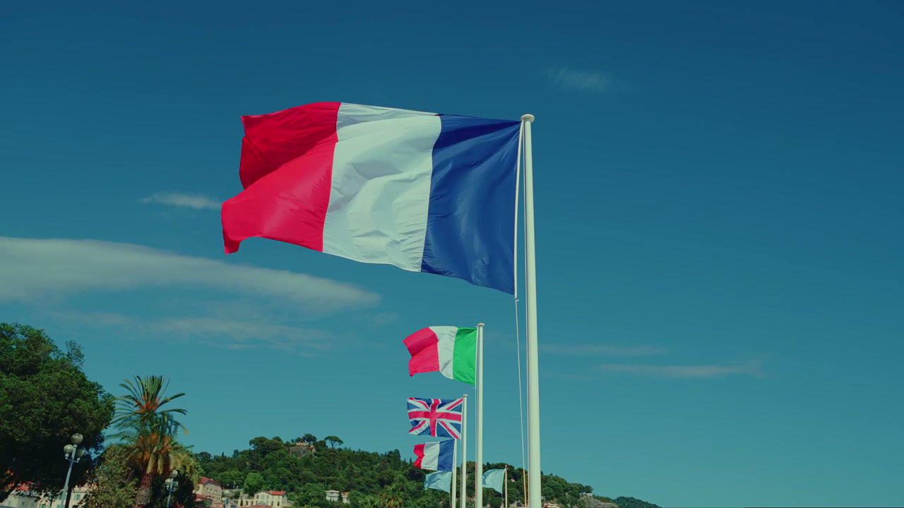 French Flag Waving in Nice, France