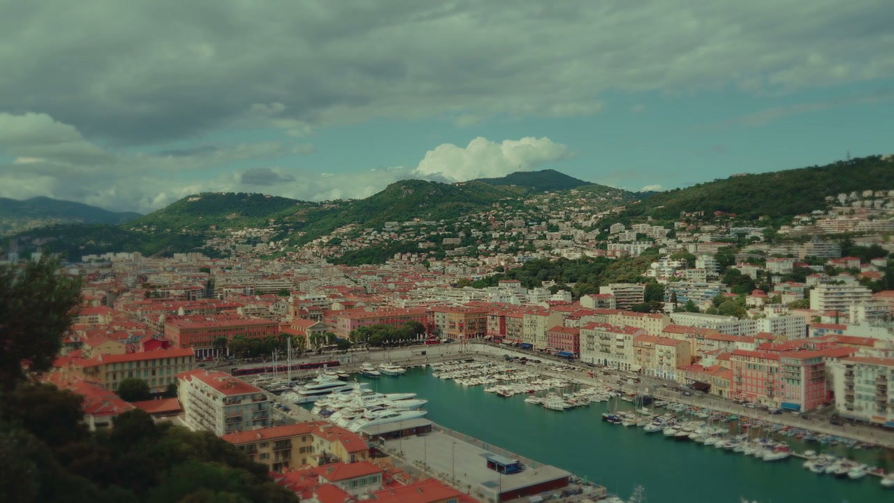 Panoramic View of Nice Port and Cityscape