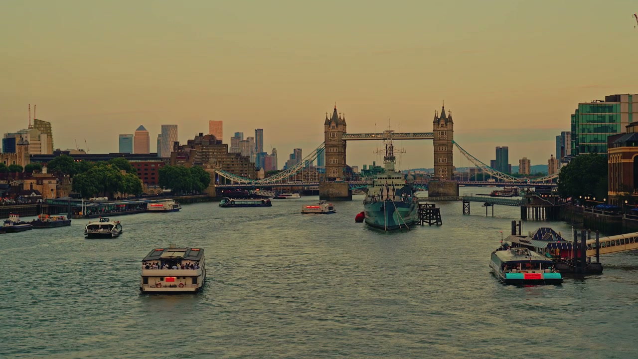 Tower Bridge and River Thames at Sunset