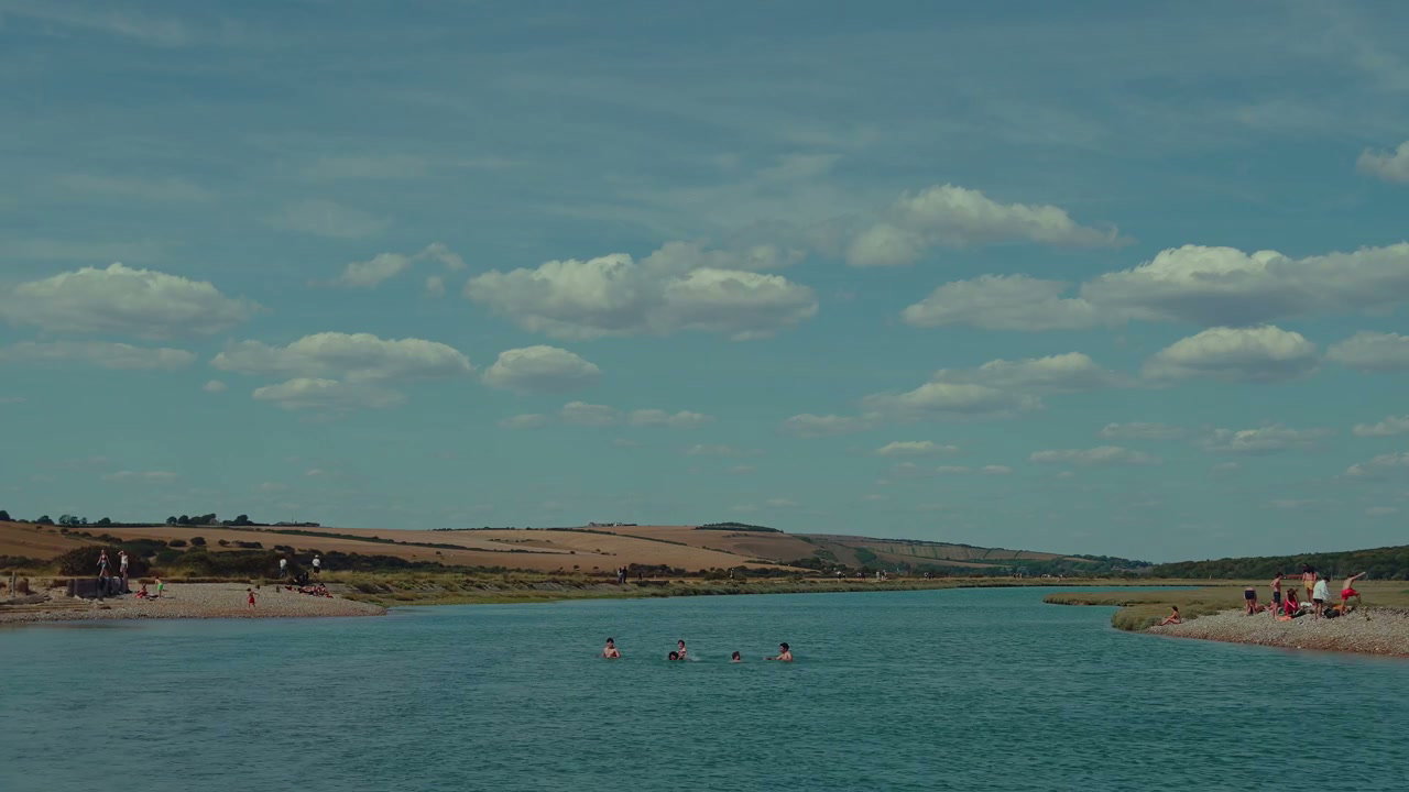People Swimming and Relaxing by Cuckmere River