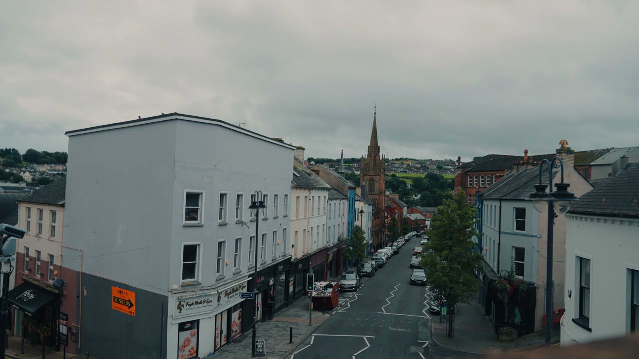 Derry Town Street View with Church Spire