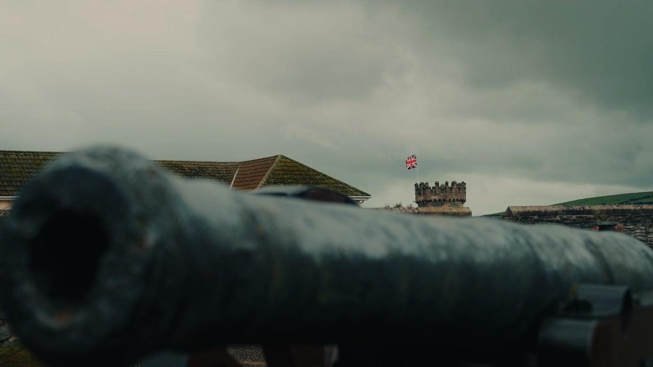 Historic Cannon with Union Jack Flag at Derry