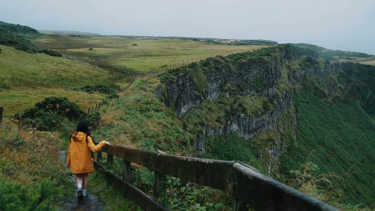 Person Walks Coastal Path, Giants Causeway