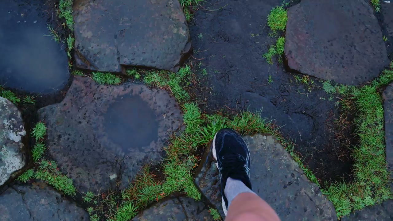 Walking on Giants Causeway Basalt Columns