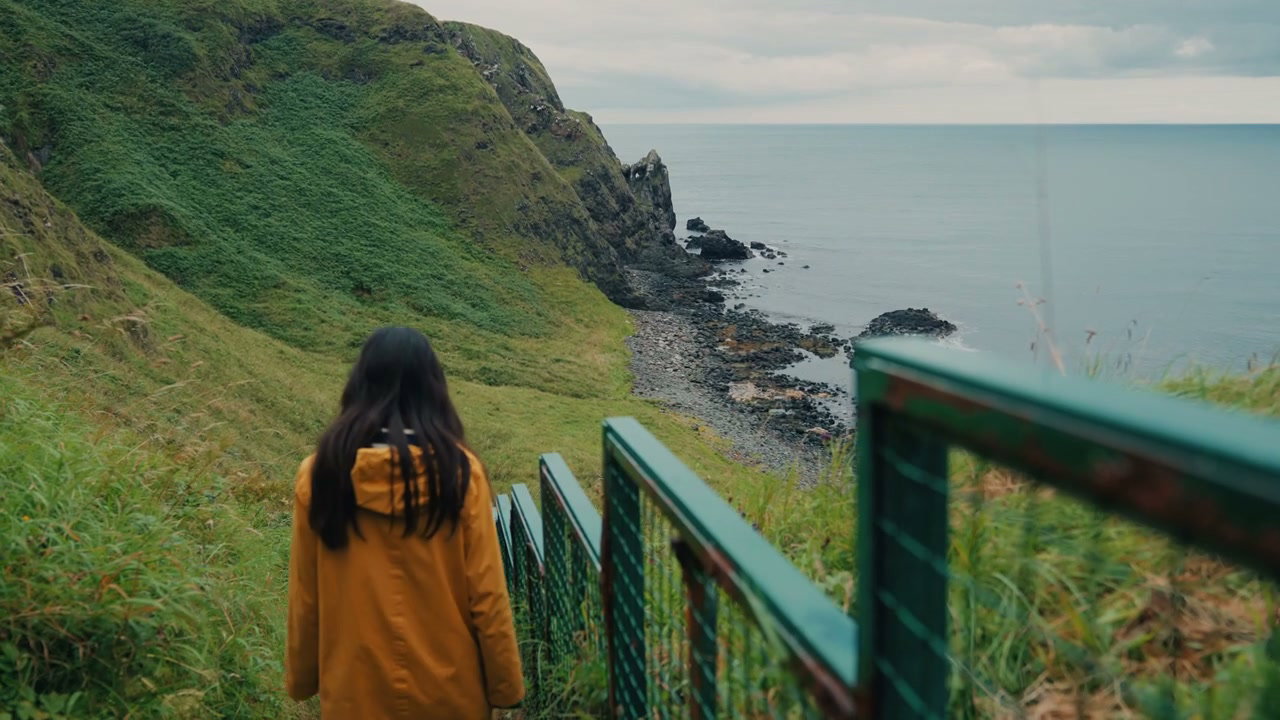 Person Walking Down Kinbane Castle Steps