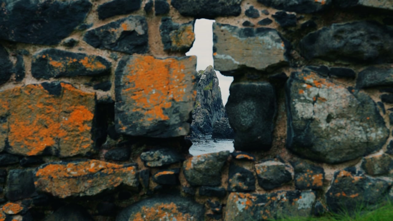 Kinbane Castle Wall View of Sea Stack