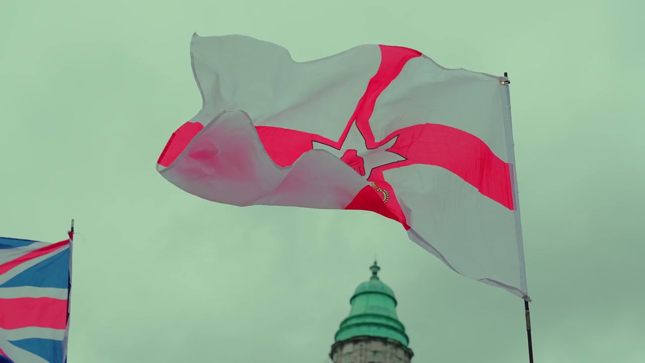 Northern Ireland Flag Waving in Belfast