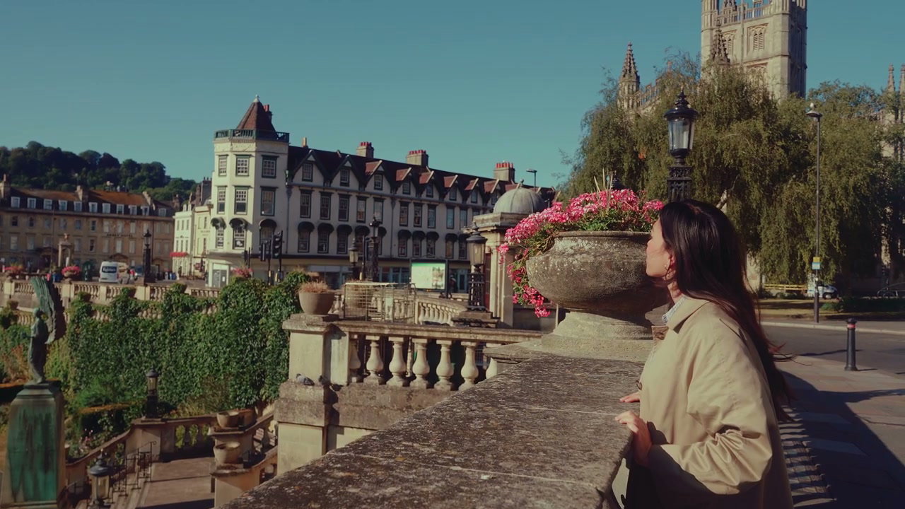 Woman Overlooking Historic Bath City