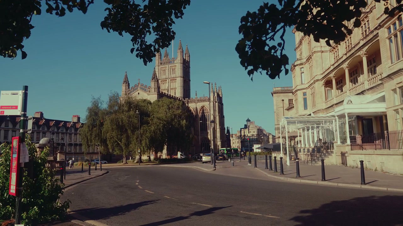 Bath Abbey and Street in Bath, England