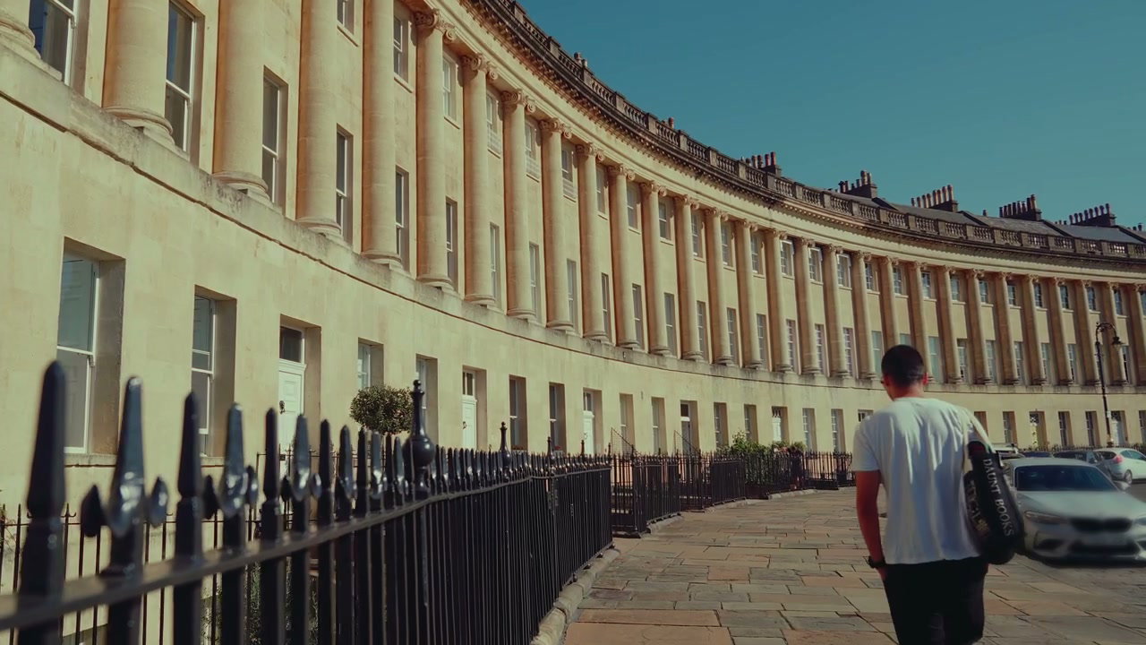 Person Walks Past Royal Crescent, Bath