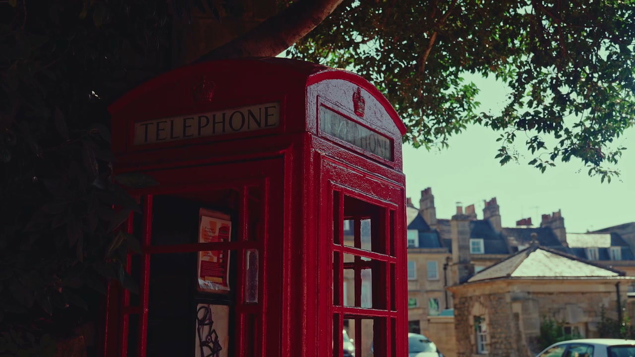 Iconic Red Telephone Box in Bath