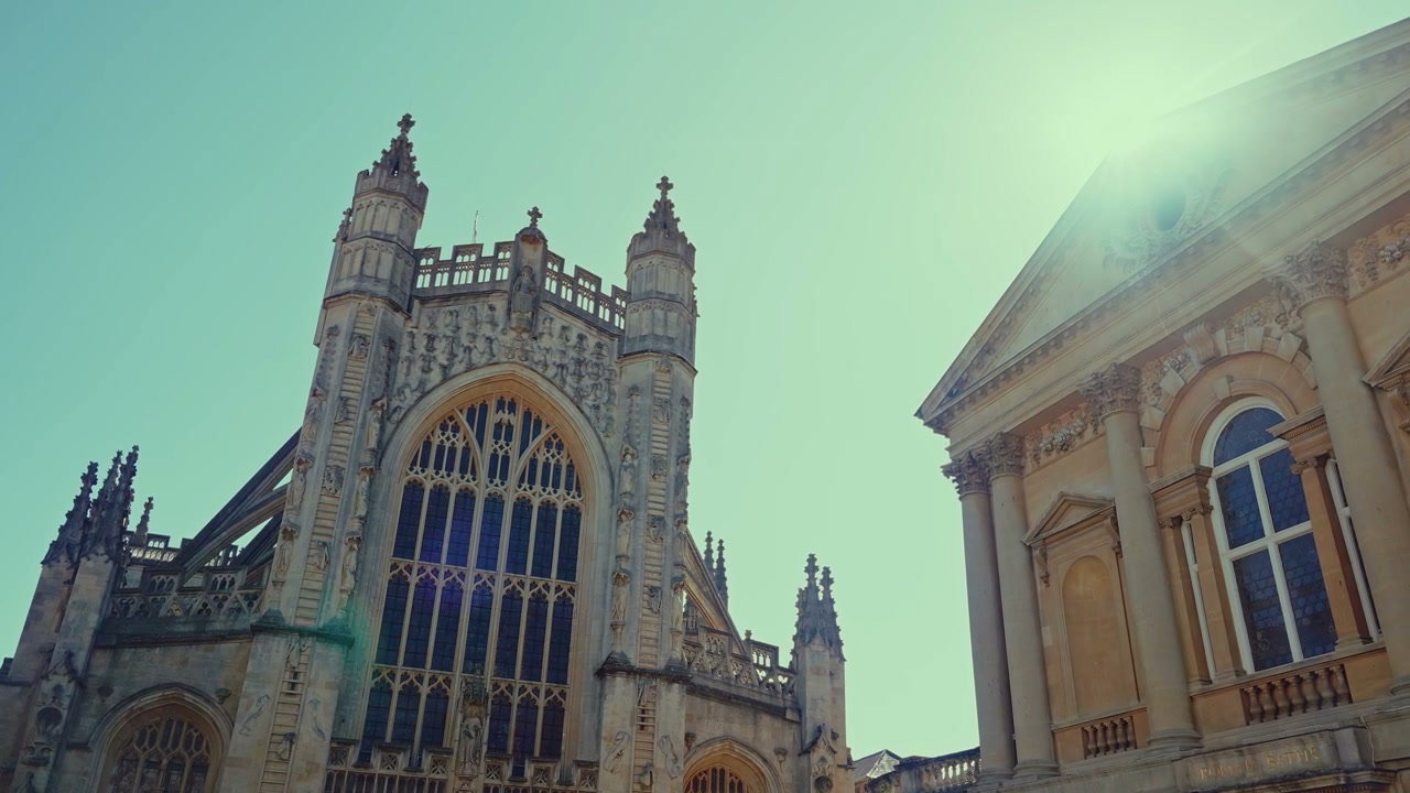 Sun Flare Over Bath Abbey in England