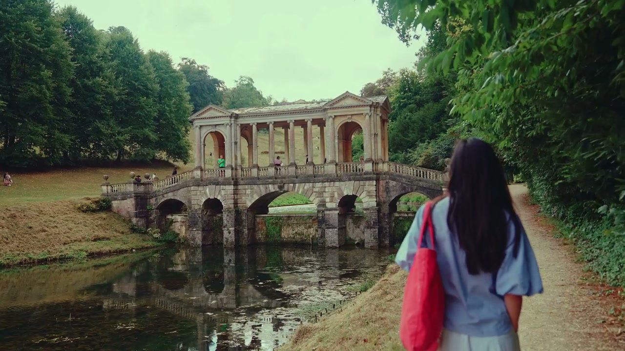 Person Walks Towards Palladian Bridge, Bath
