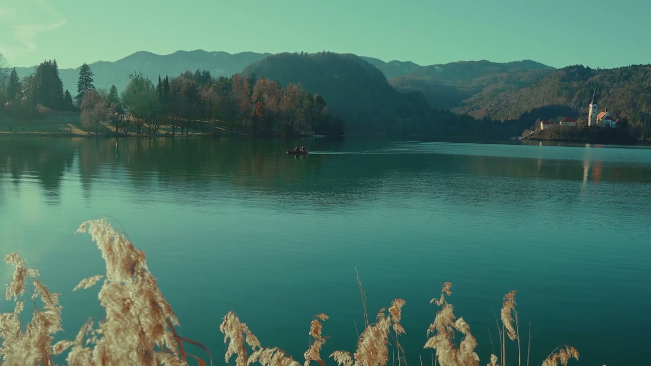 Scenic Lake Bled with Island Church and Mountains
