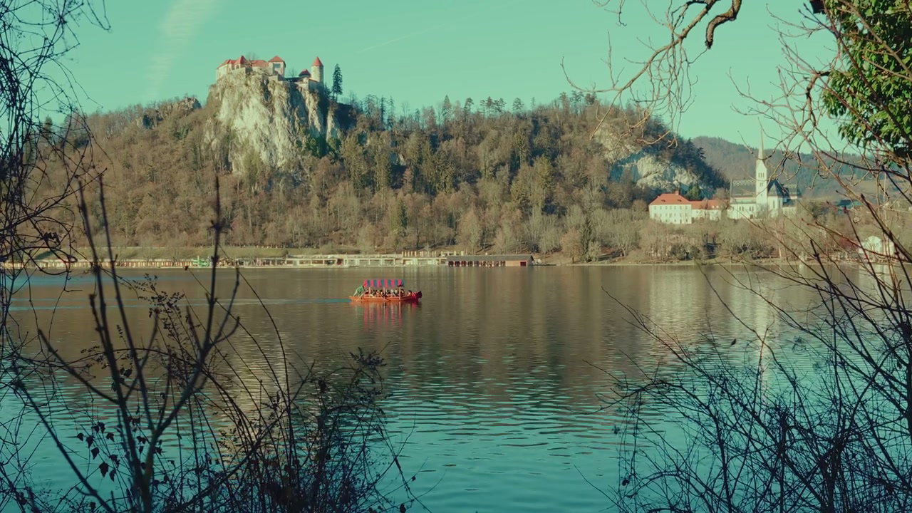 Pletna Boat on Lake Bled with Bled Castle