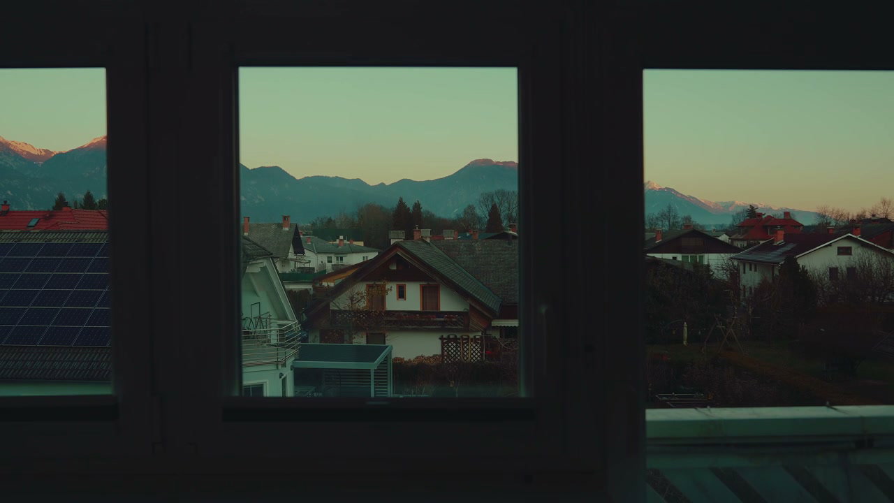 Bled Village View from Window at Sunset