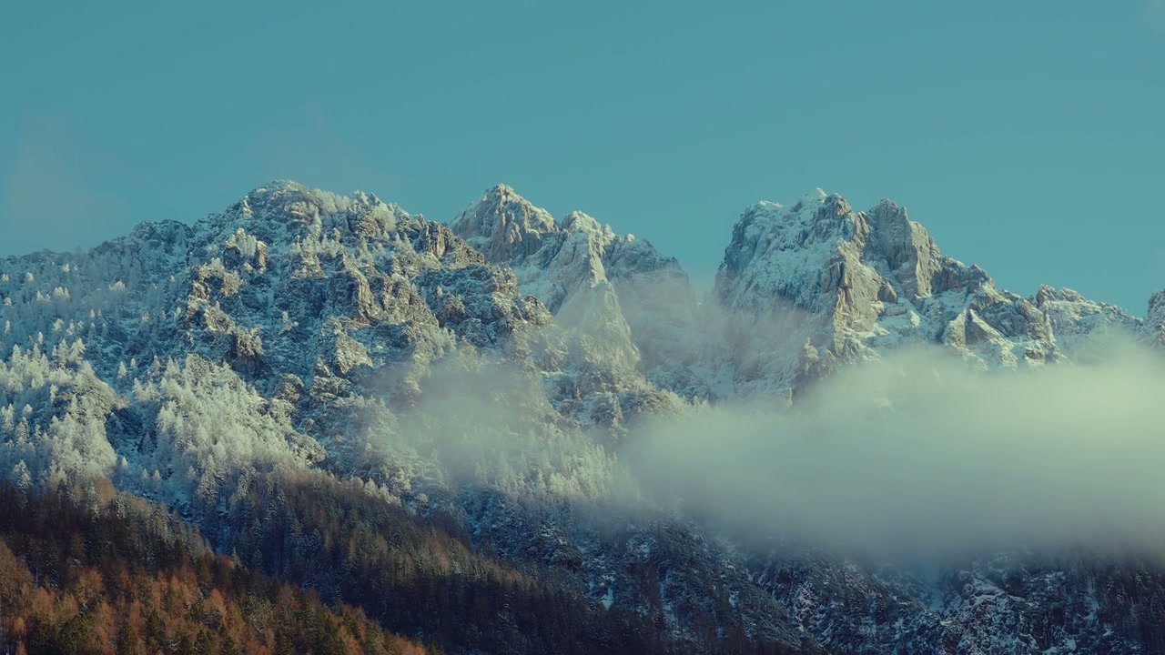 Julian Alps Snowy Peaks with Moving Clouds