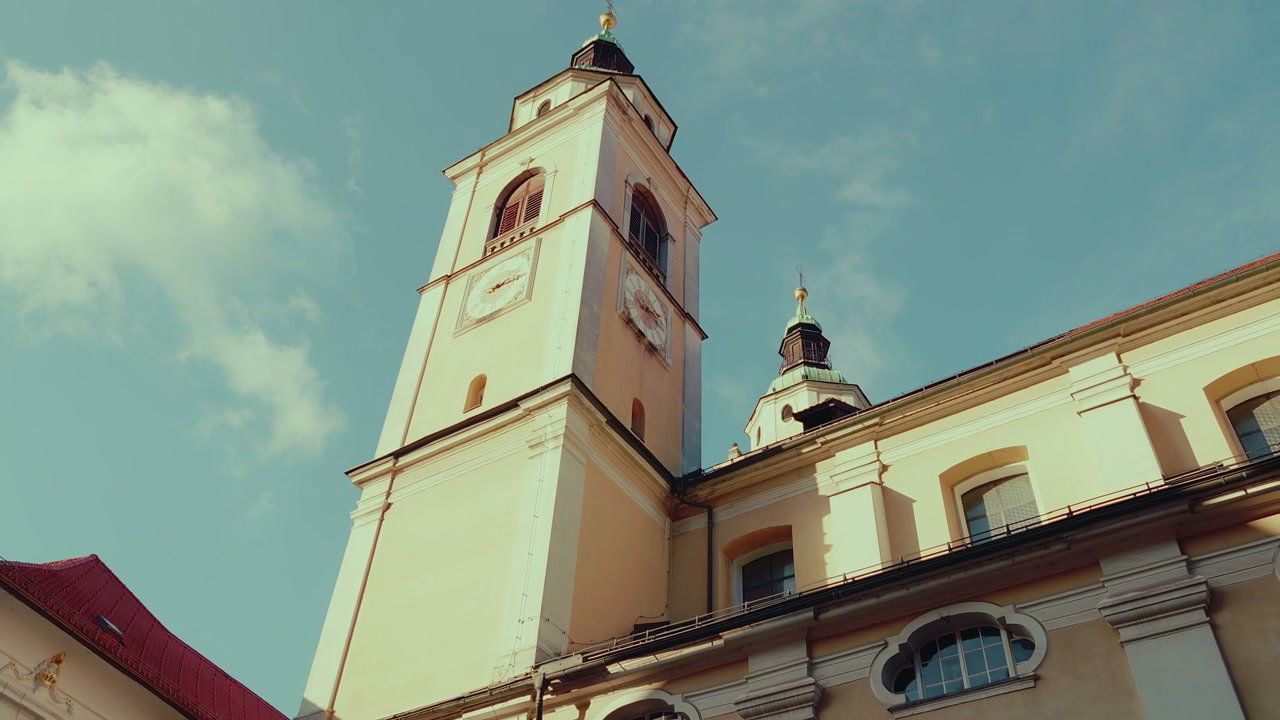 Ljubljana Church Tower With Clock