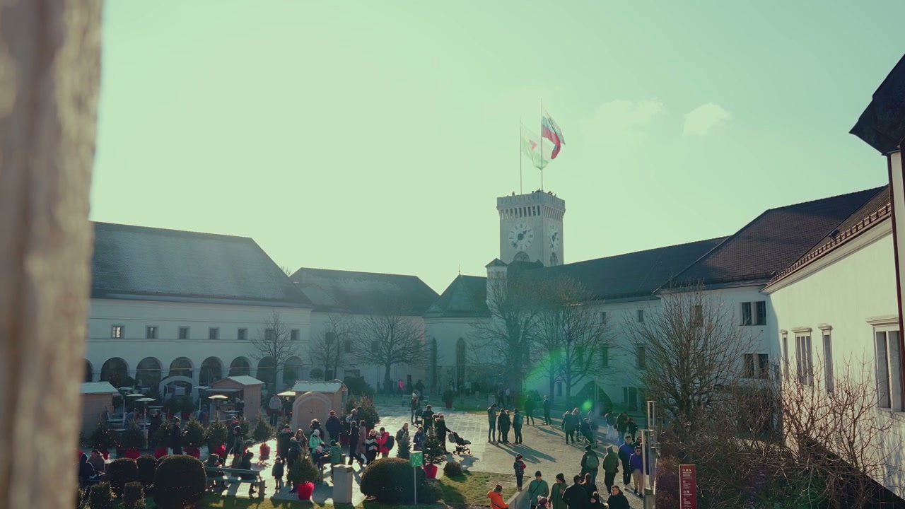 Ljubljana Castle Courtyard on Sunny Day