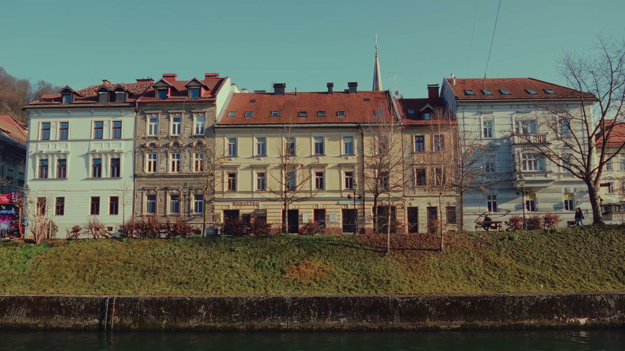 Historic Buildings Along Ljubljana River