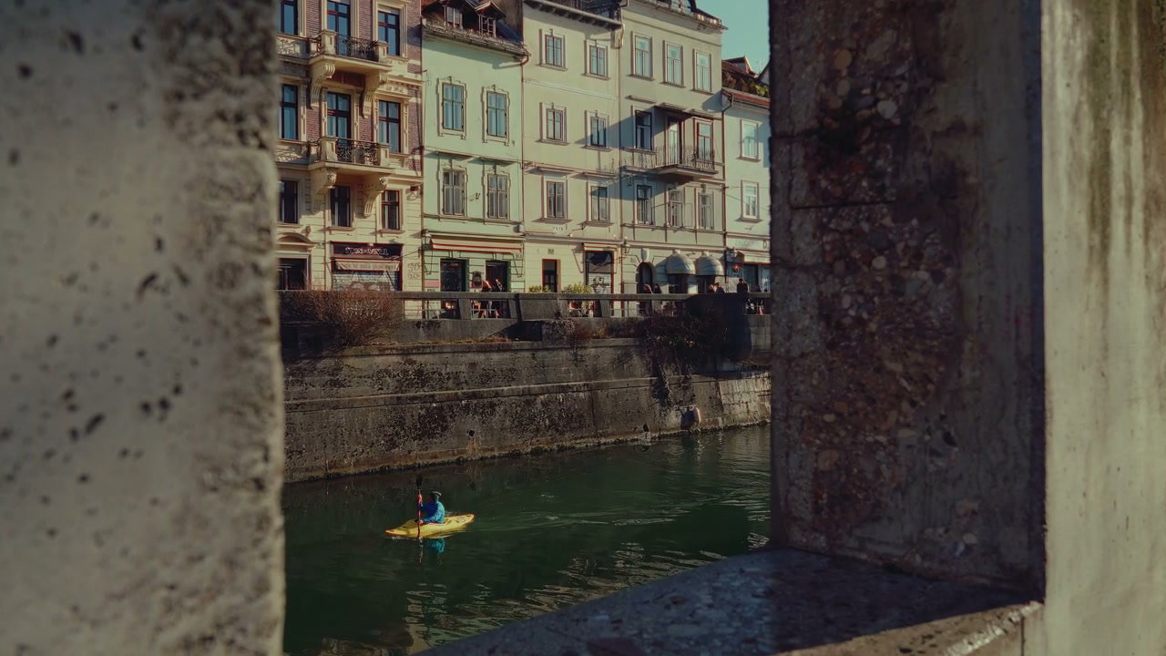 Kayaker Paddling on Ljubljana River