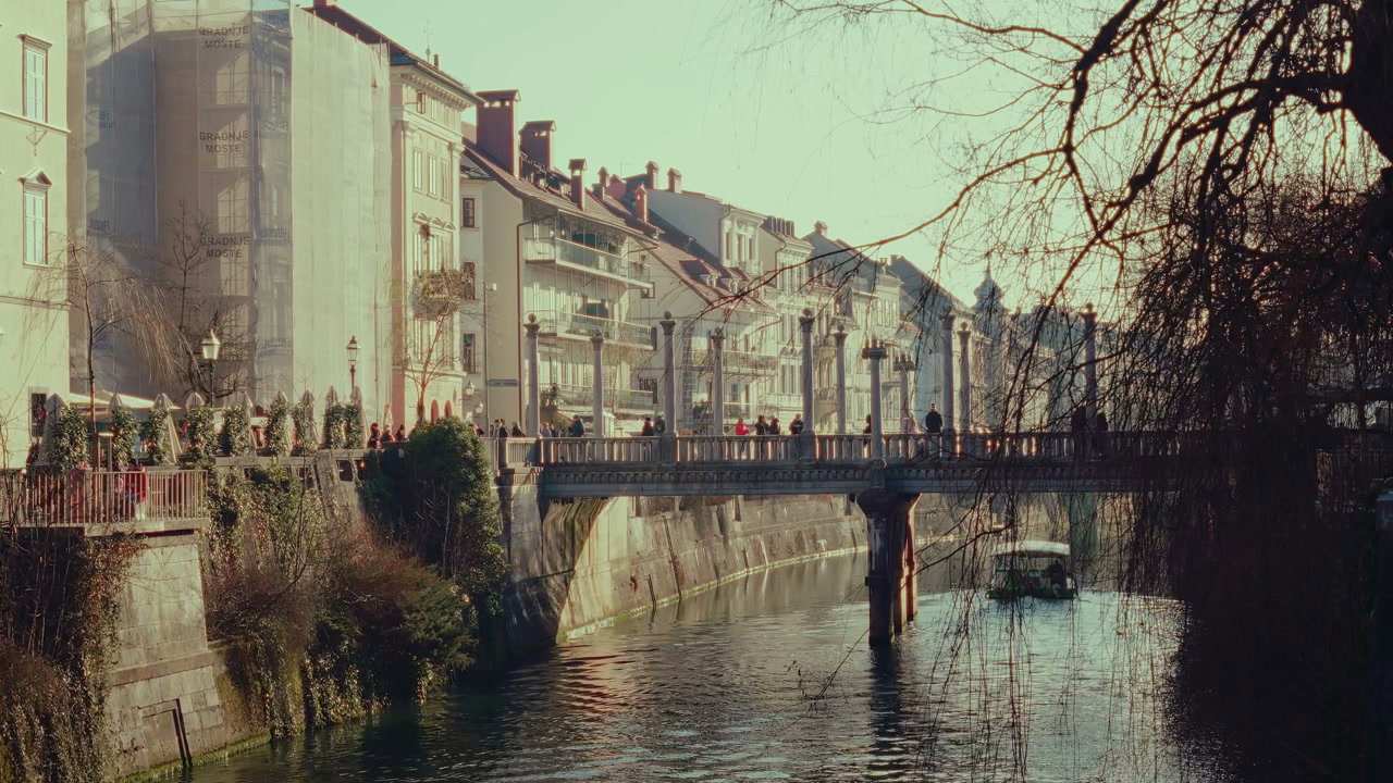 Ljubljana Cityscape with River and Bridge