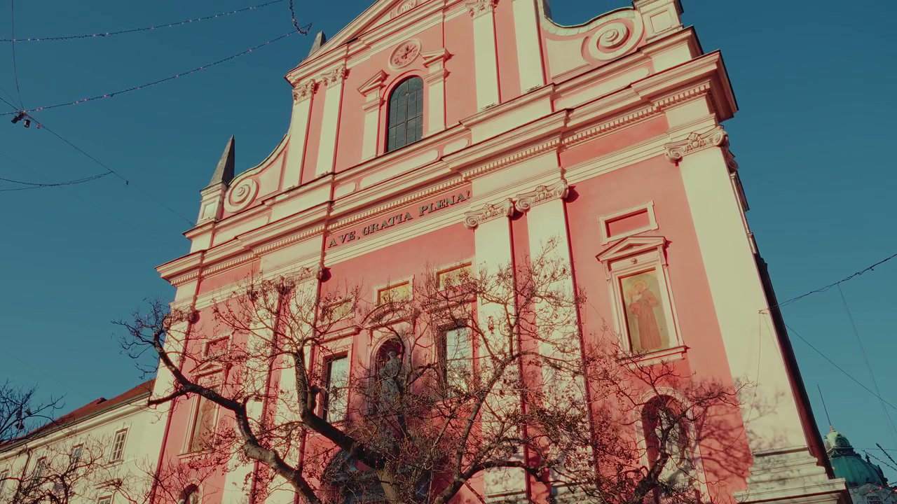 Historic Pink Church in Ljubljana