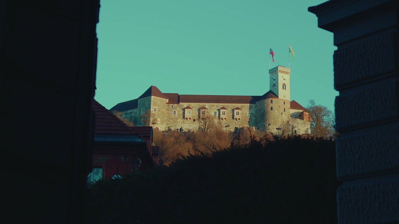 Ljubljana Castle on Hill Against Clear Sky