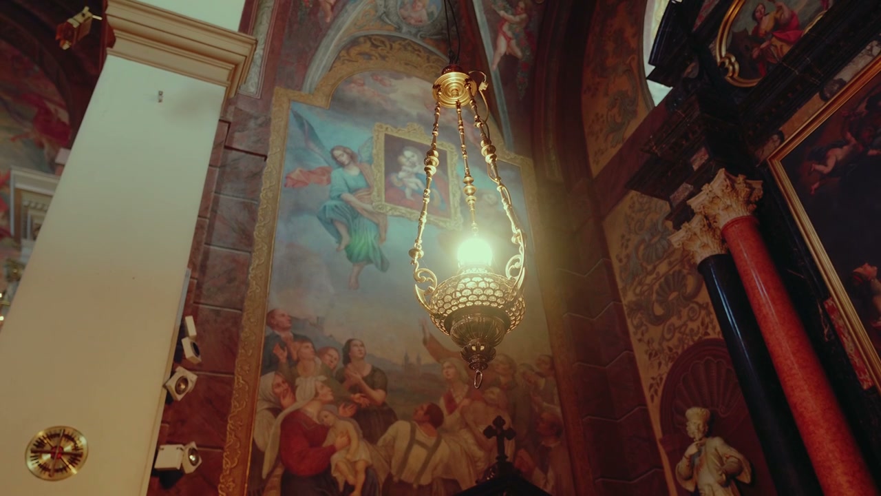 Swinging Sanctuary Lamp in Church