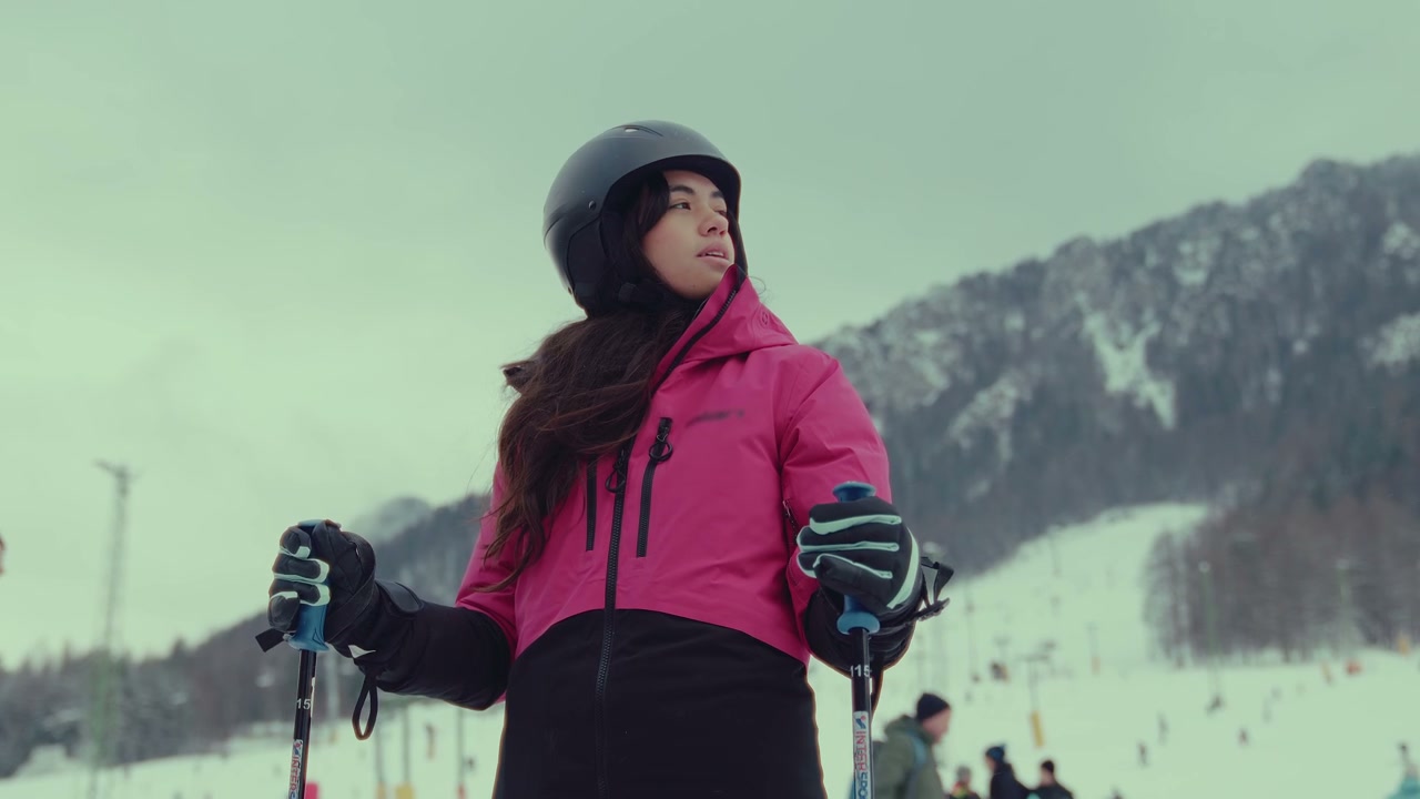 Skier on Snowy Mountain Slope