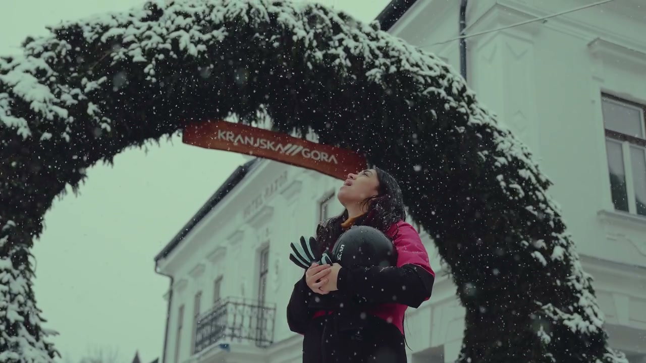 Person Catching Snowflakes in Kranjska Gora