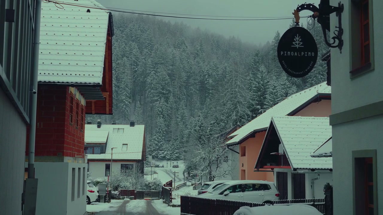 Snowy Alpine Village Street