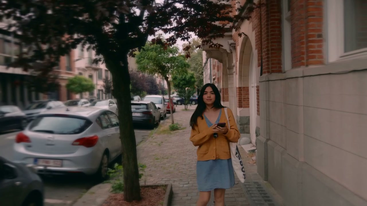 Woman Walking on Street in Brussels
