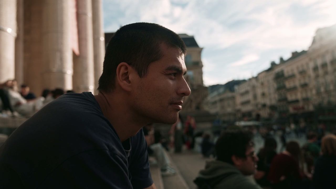 Man Contemplating in Brussels City Square
