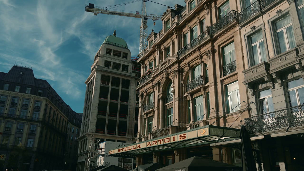 Brussels Historic Building and Stella Artois Sign