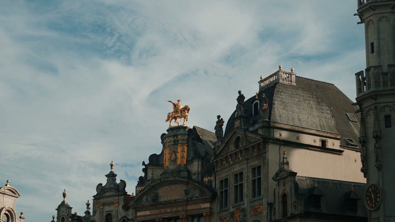 Golden Statue on Ornate Building, Brussels