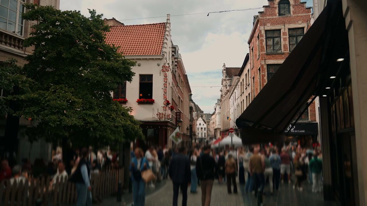 Crowded Street in Brussels