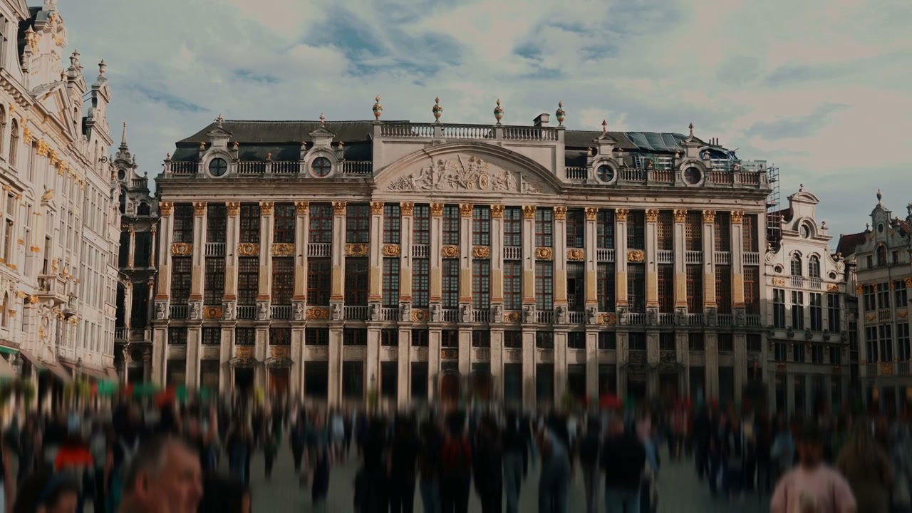 Grand Place Square With Crowds In Brussels