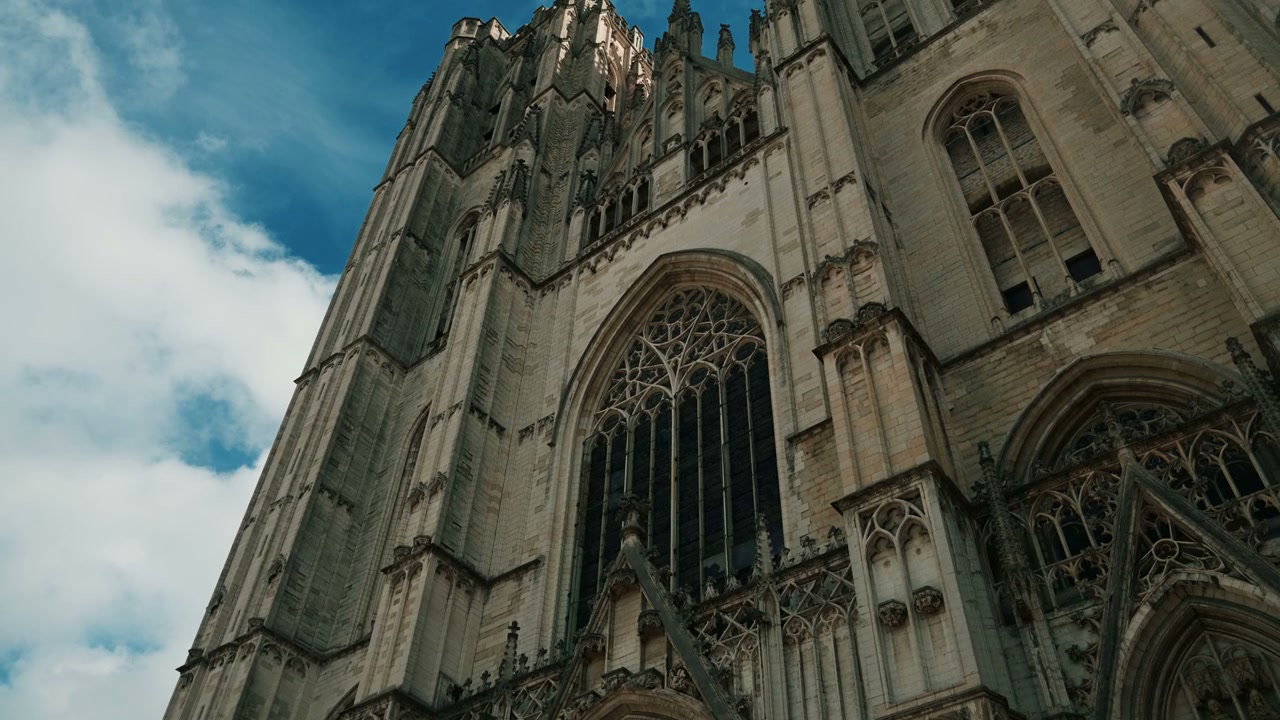 Gothic Cathedral Facade in Brussels
