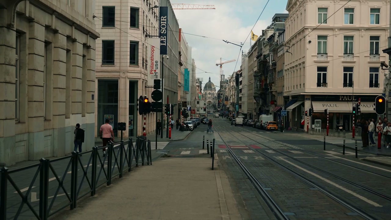 Brussels City Street with Palace of Justice