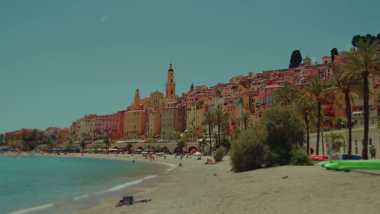 Menton France Beachfront and Colorful Town