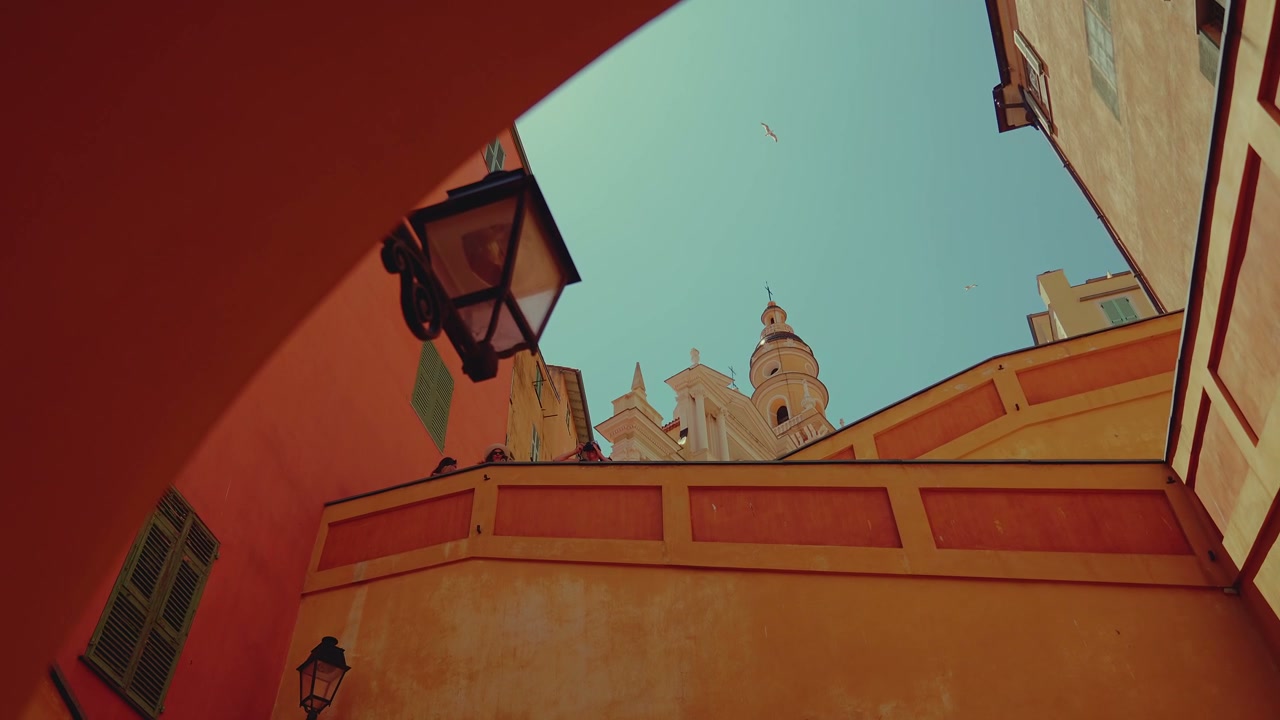 View Through Archway to Bell Tower in Menton