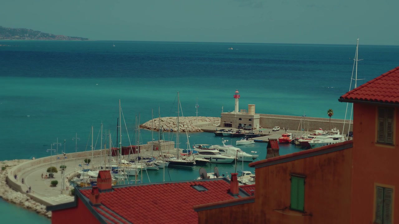 Menton Harbor Lighthouse and Boats